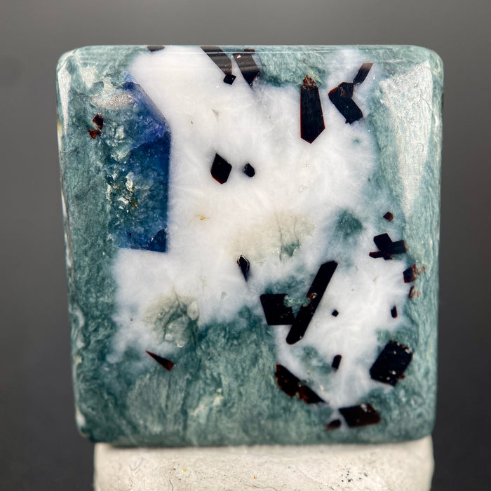 14.03 ct. Rare Benitoite on Natrolite  and Crossite Matrix with Neptunite Cabochon