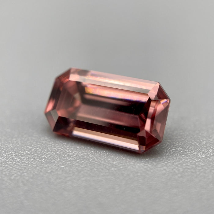 2.54 carat antique rose colored emerald cut zircon gemstone from mozambique available on sanctuary of stones dot com photo 3