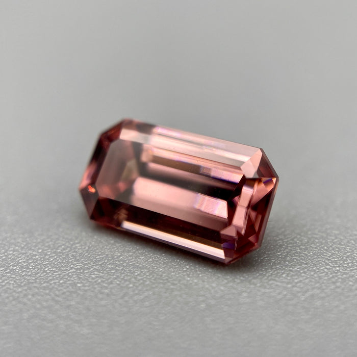 2.54 carat antique rose colored emerald cut zircon gemstone from mozambique available on sanctuary of stones dot com photo 2