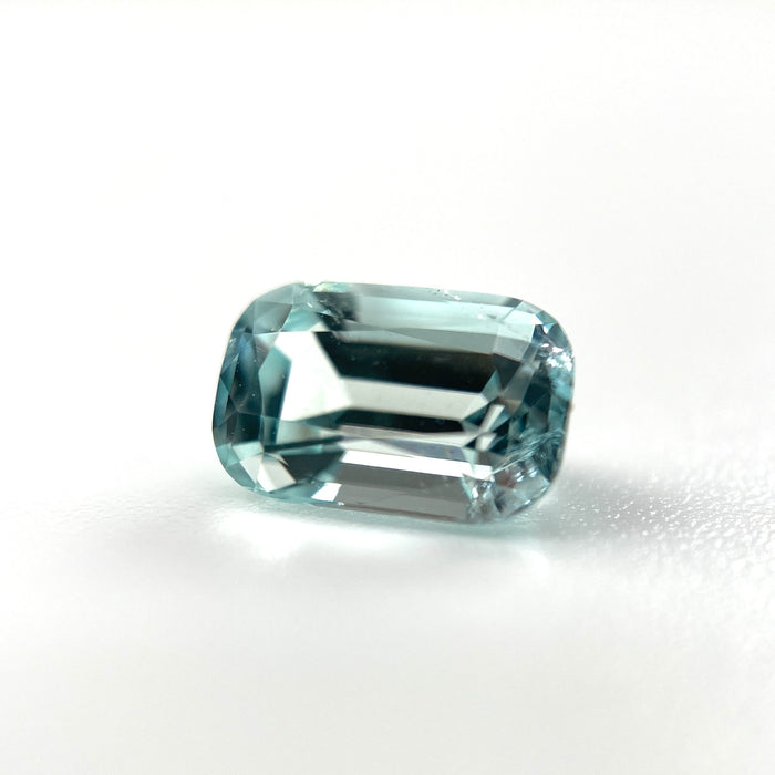 Rare Greenish Blue Amblygonite Emerald Cut Gemstone, 0.83 Carats, sanctuary of stones dot com, photo 1