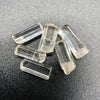 0.78 gram 6-piece lot of crystal clear Burmese phenakite crystals on black background available at sanctuaryofstones.com
