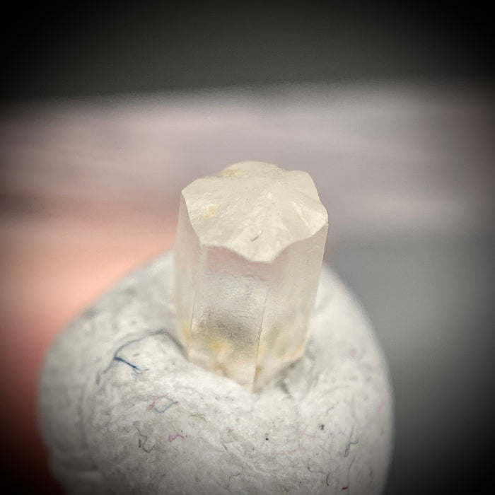 0.47 carat Burmese phenakite drill bit crystal for sale, glass clear, natural termination available at sanctuaryofstones.com photo 3