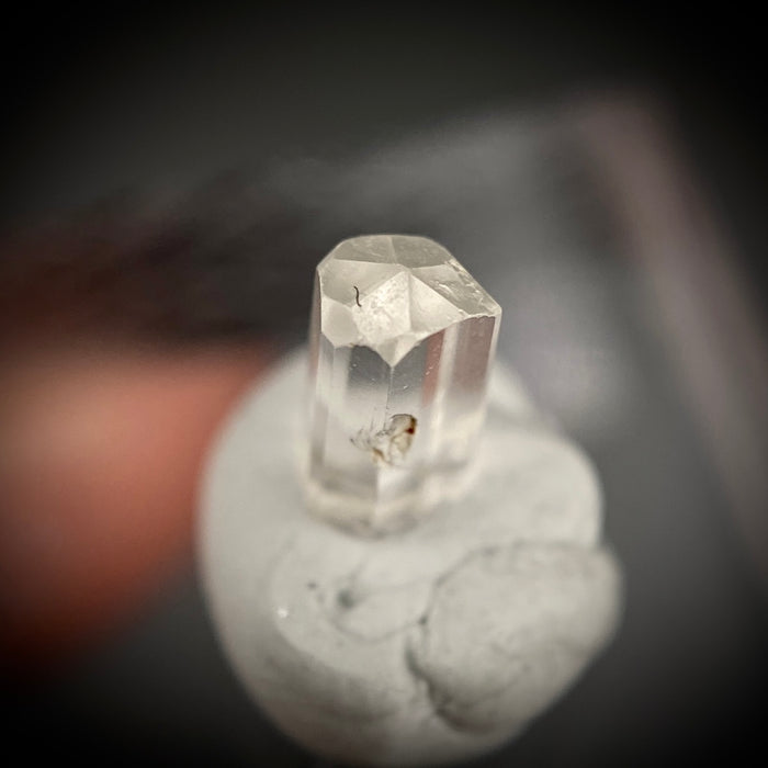 0.49 carat Burmese phenakite drill bit crystal for sale, glass clear, natural termination available at sanctuaryofstones.com photo 4