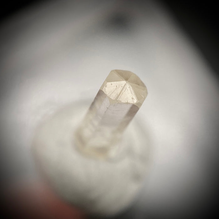 0.52 carat Burmese phenakite drill bit crystal for sale, glass clear, natural termination available at sanctuaryofstones.com photo 3
