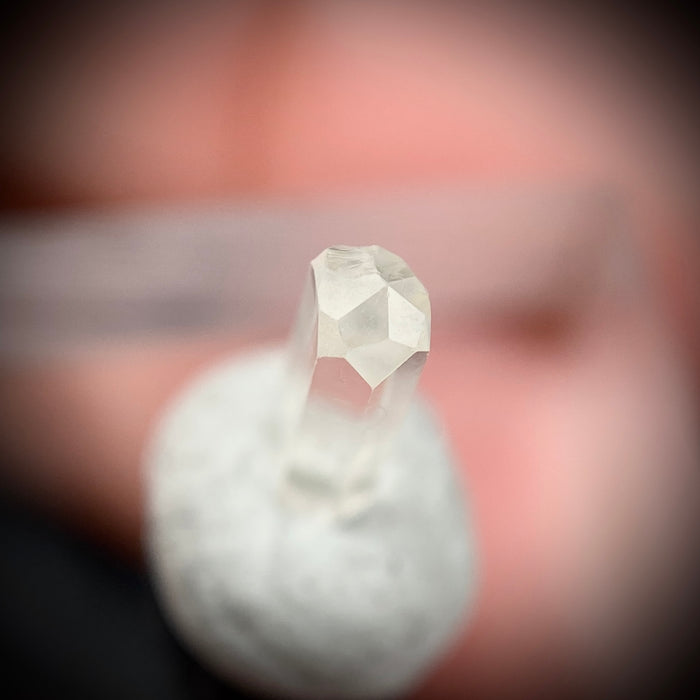 0.56 carat Burmese phenakite drill bit crystal for sale, glass clear, natural termination available at sanctuaryofstones.com photo 5