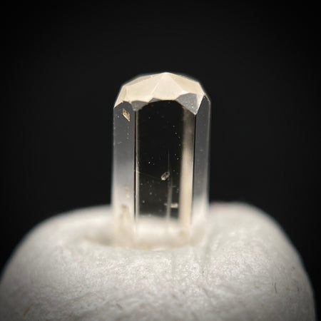 0.24 carat Burmese phenakite drill bit crystal for sale, glass clear, natural termination available at sanctuaryofstones.com photo 1
