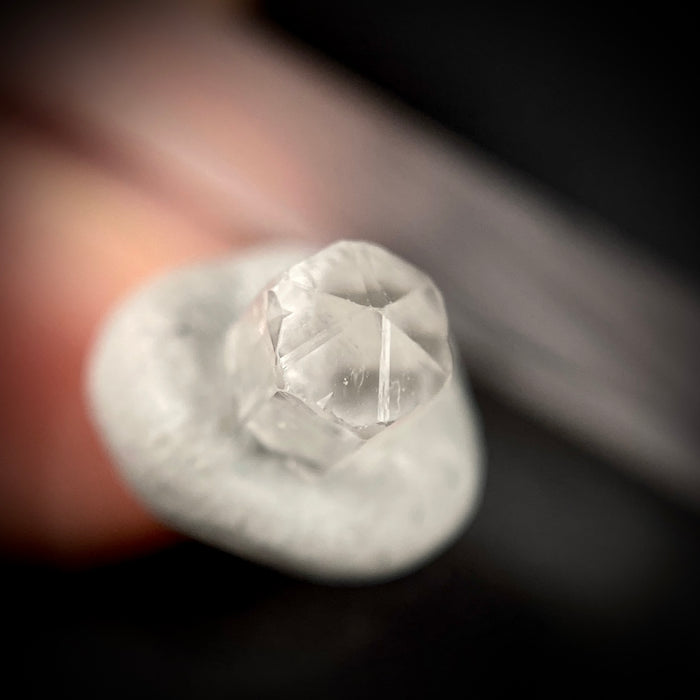 0.57 carat Burmese phenakite drill bit crystal for sale, glass clear, natural termination available at sanctuaryofstones.com photo 9
