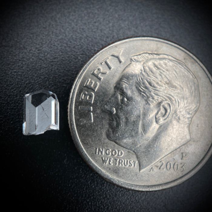 0.57 carat Burmese phenakite drill bit crystal for sale, glass clear, natural termination available at sanctuaryofstones.com photo 2