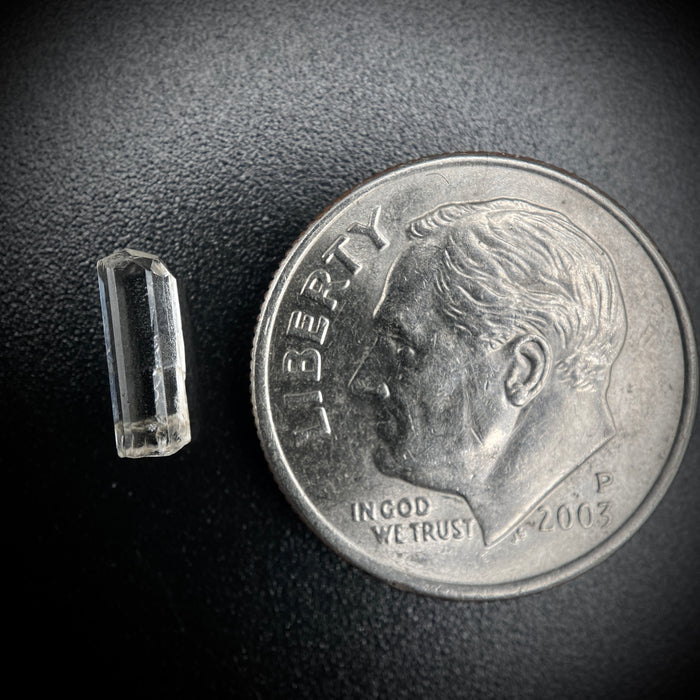 0.57 carat Burmese phenakite drill bit crystal for sale, glass clear, natural termination available at sanctuaryofstones.com photo 2