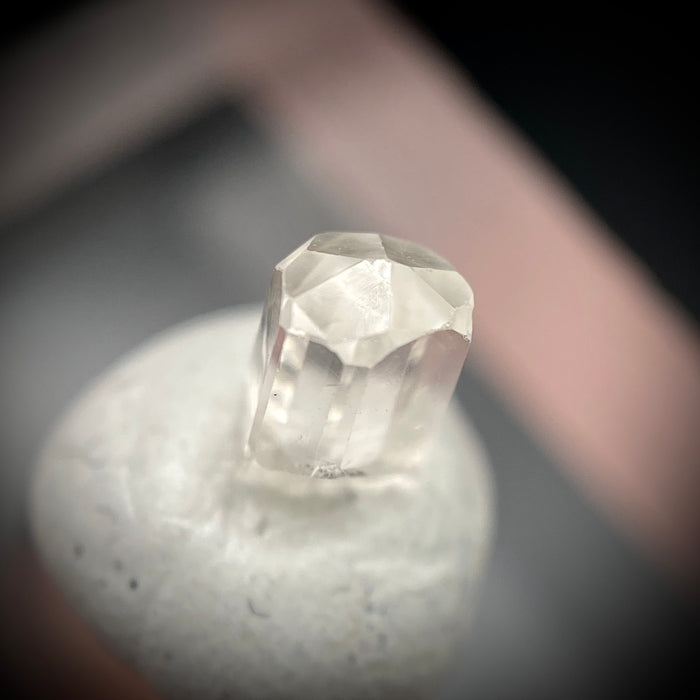 0.59 carat Burmese phenakite drill bit crystal for sale, glass clear, natural termination available at sanctuaryofstones.com photo 10