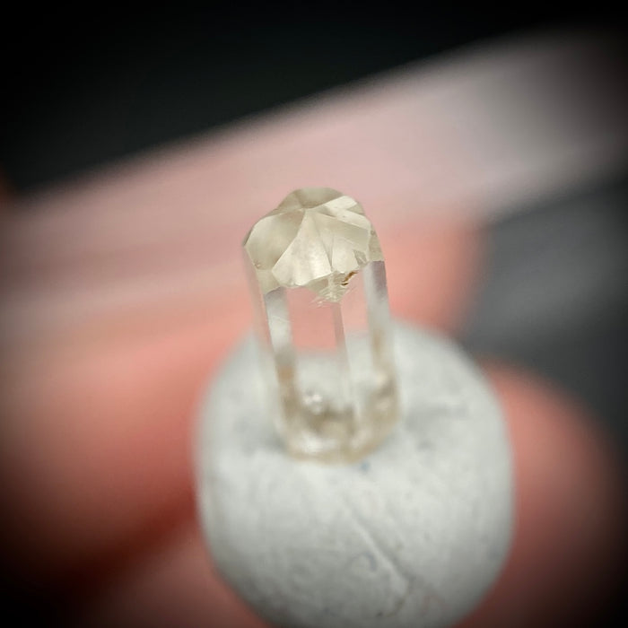 0.665 carat Burmese phenakite drill bit crystal for sale, glass clear, natural termination available at sanctuaryofstones.com photo 3