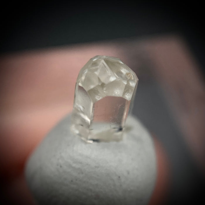 0.72 carat Burmese phenakite drill bit crystal for sale, glass clear, natural termination available at sanctuaryofstones.com photo 8