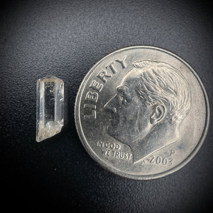 0.765 carat Burmese phenakite drill bit crystal for sale, glass clear, natural termination available at sanctuaryofstones.com photo 4
