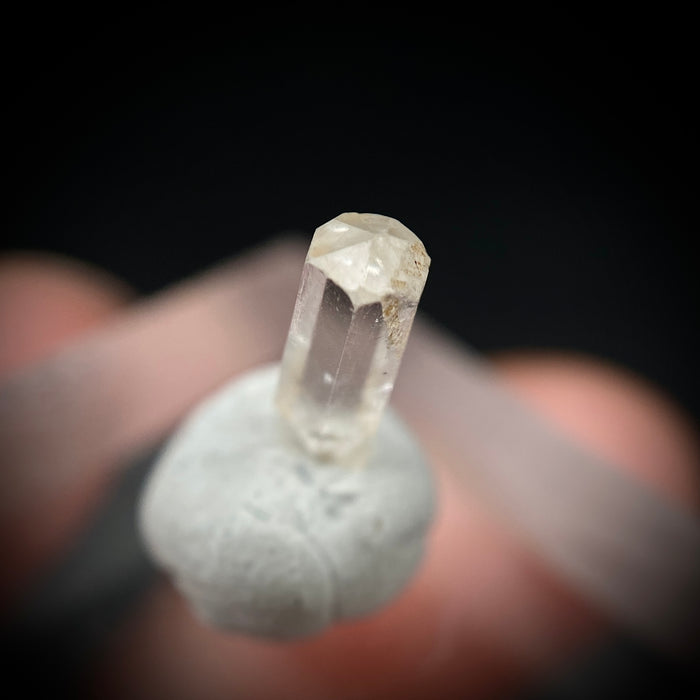 0.765 carat Burmese phenakite drill bit crystal for sale, glass clear, natural termination available at sanctuaryofstones.com photo 3