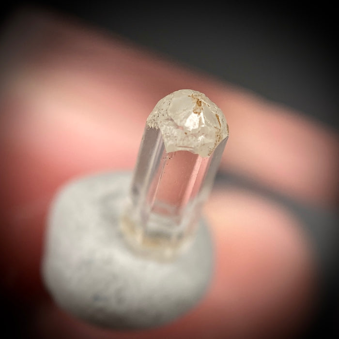 0.88 carat Burmese phenakite drill bit crystal for sale, glass clear, natural termination available at sanctuaryofstones.com photo 3