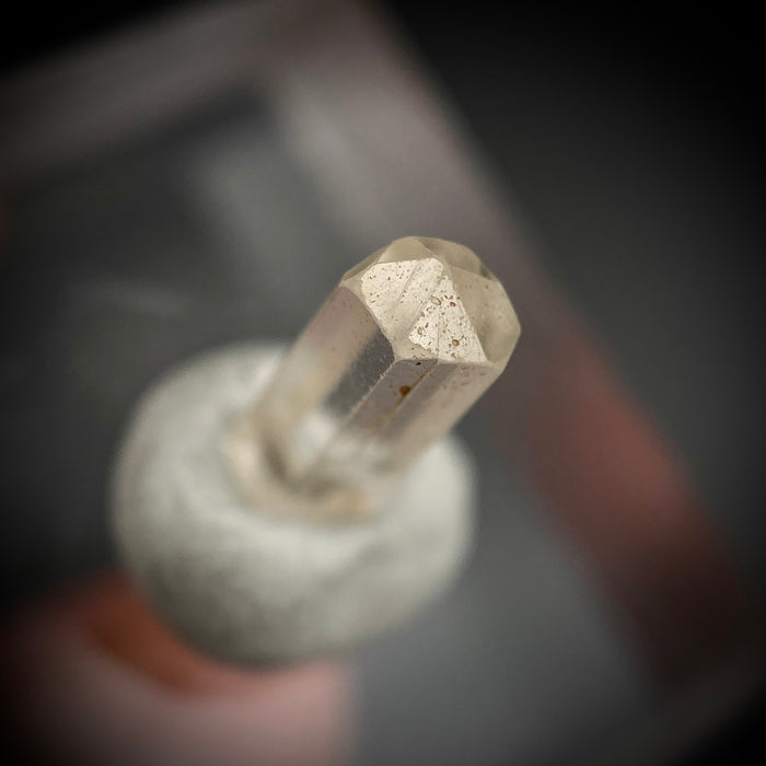 1.03 carat Burmese phenakite drill bit crystal for sale, glass clear, natural termination available at sanctuaryofstones.com photo 3