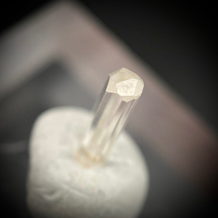 0.355 carat Burmese phenakite drill bit crystal for sale, glass clear, natural termination available at sanctuaryofstones.com photo 8
