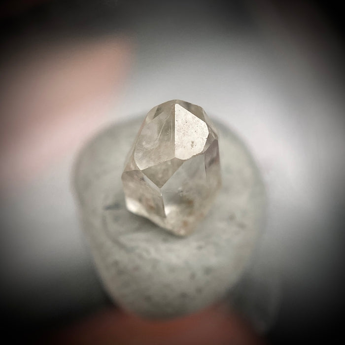 0.43 carat Burmese phenakite drill bit crystal for sale, glass clear, natural termination available at sanctuaryofstones.com photo 4