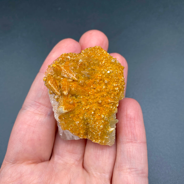 Large Mexican danburite crystal specimen with druzy quartz and golden calcite coating weighing 39.46 grams available on sanctuary of stones dot com photo 10
