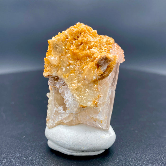 Large Mexican danburite crystal specimen with druzy quartz and golden calcite coating weighing 39.46 grams available on sanctuary of stones dot com photo 4