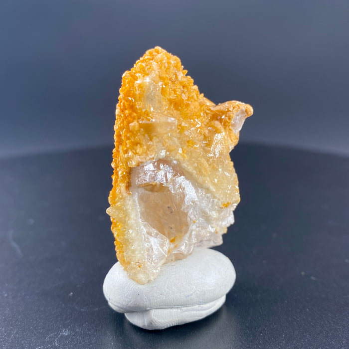 Large Mexican danburite crystal specimen with druzy quartz and golden calcite coating weighing 39.46 grams available on sanctuary of stones dot com photo 3