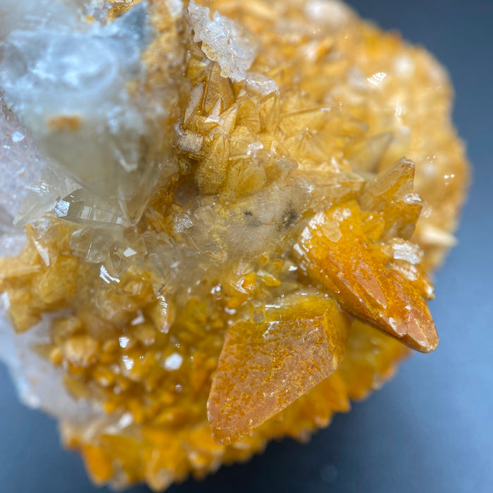 Large Mexican danburite crystal specimen with druzy quartz and golden calcite coating weighing 80.80 grams available on sanctuary of stones dot com photo 5