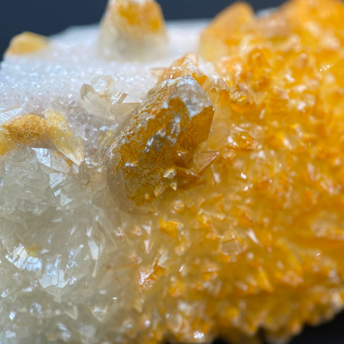 Large Mexican danburite crystal specimen with druzy quartz and golden calcite coating weighing 80.80 grams available on sanctuary of stones dot com photo 9