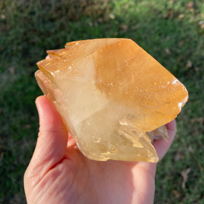 sanctuaryofstones.com Elmwood Mine golden-amber calcite with sphalerite specimen 4