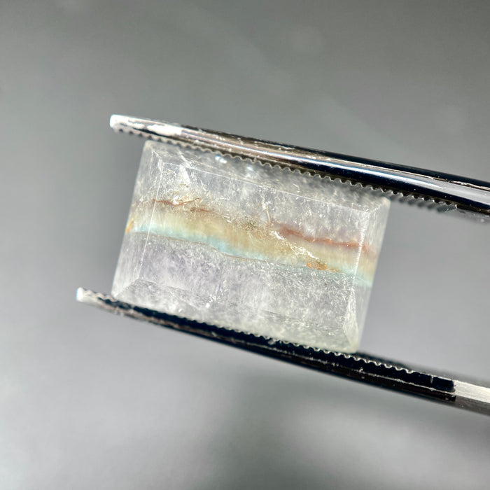 Gilalite in quartz, also known as Medusa Quartz, fancy rectangle cabochon 5.10 carats available on sanctuary of stones dot com