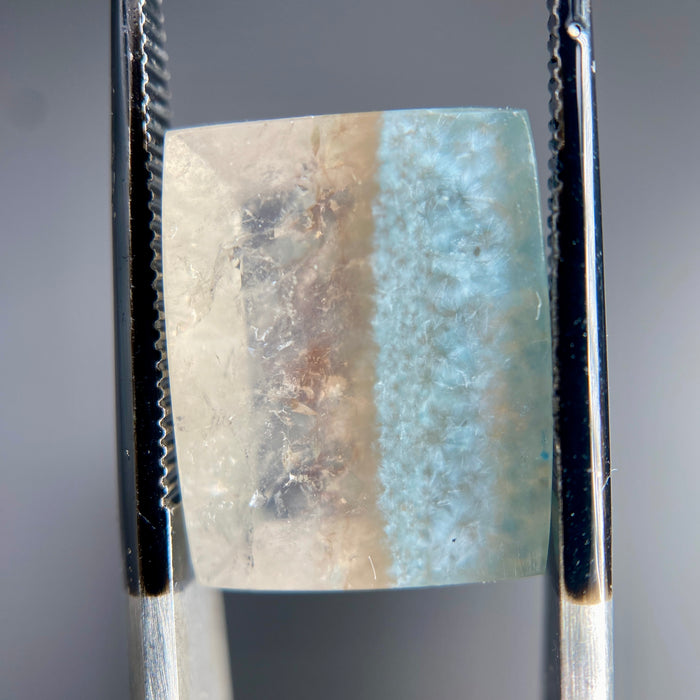 Gilalite in quartz, also known as Medusa Quartz, fancy rectangle cabochon 5.70 carats available on sanctuary of stones dot com