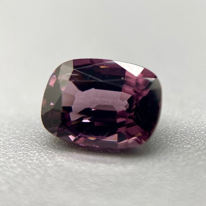 1.55 ct. Spinel Violet-Rose color, unheated and untreated, natural gemstone, elongated cushion cut, eye clean clarity, available on sanctuaryofstones.com, sanctuary of stones dot com, photo2