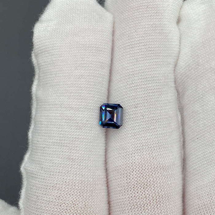 0.90 ct. Spinel from Burma, Inky Blue with Violet Undertones, VS clarity, square emerald cut, unheated, untreated, available at sanctuaryofstones.com, sanctuary of stones dot com, photo4