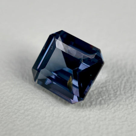 0.90 ct. Spinel from Burma, Inky Blue with Violet Undertones, VS clarity, square emerald cut, unheated, untreated, available at sanctuaryofstones.com, sanctuary of stones dot com, photo2