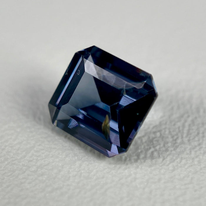 0.90 ct. Spinel from Burma, Inky Blue with Violet Undertones, VS clarity, square emerald cut, unheated, untreated, available at sanctuaryofstones.com, sanctuary of stones dot com, photo2