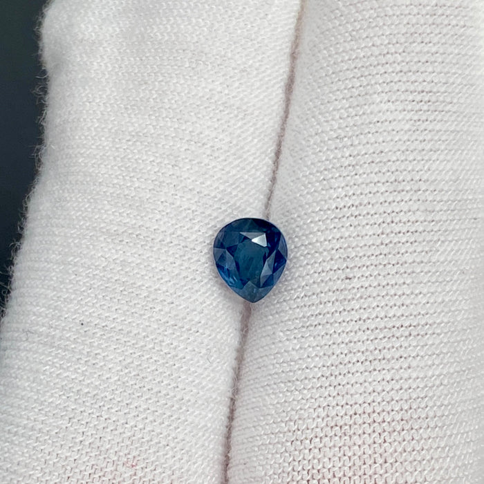 1.05 ct. Sri Lanka Ceylon sapphire pear cut unheated slightly included clarity deep blue with teal undertones available at sanctuaryofstones.com sanctuary of stones dot com, photo10