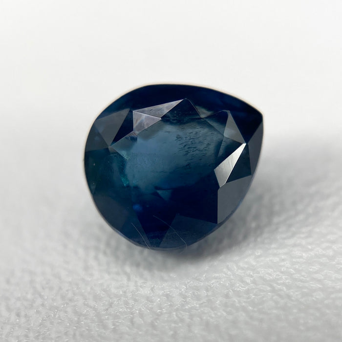1.05 ct. Sri Lanka Ceylon sapphire pear cut unheated slightly included clarity deep blue with teal undertones available at sanctuaryofstones.com sanctuary of stones dot com, photo1