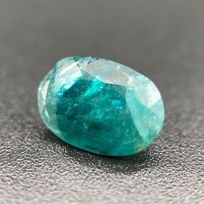1.44 ct. Grandidierite mixed cut, untreated, Madagascar origin, semi-translucent, vivid medium-deep green-blue teal color, available on sanctuaryofstones.com sanctuary of stones dot com, photo4