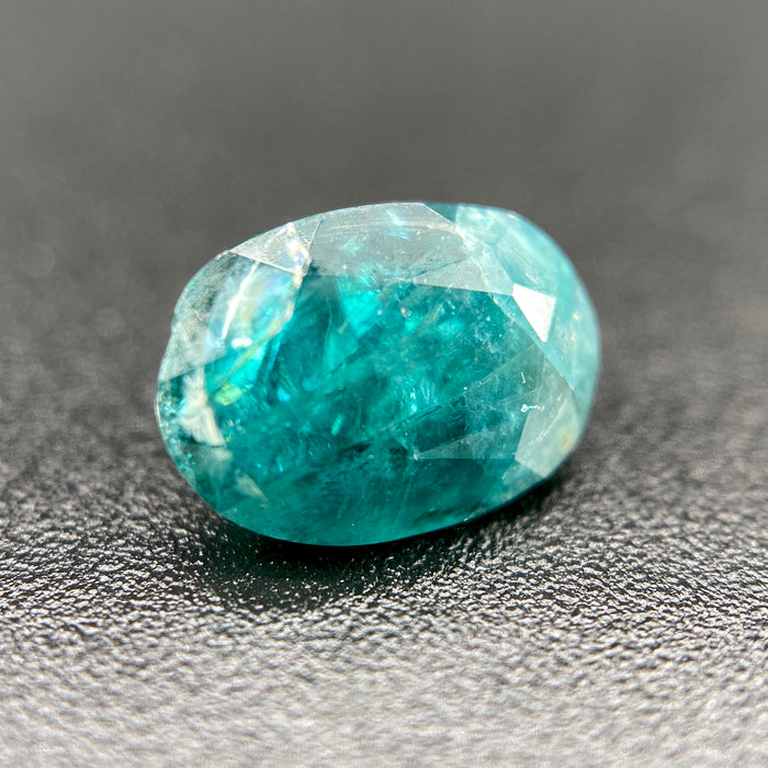 1.44 ct. Grandidierite mixed cut, untreated, Madagascar origin, semi-translucent, vivid medium-deep green-blue teal color, available on sanctuaryofstones.com sanctuary of stones dot com, photo3