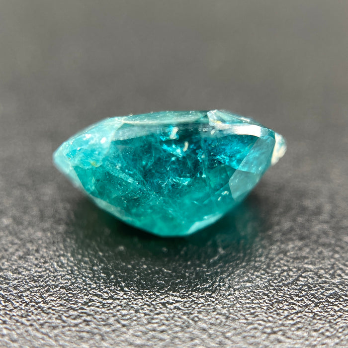 1.44 ct. Grandidierite mixed cut, untreated, Madagascar origin, semi-translucent, vivid medium-deep green-blue teal color, available on sanctuaryofstones.com sanctuary of stones dot com, photo2