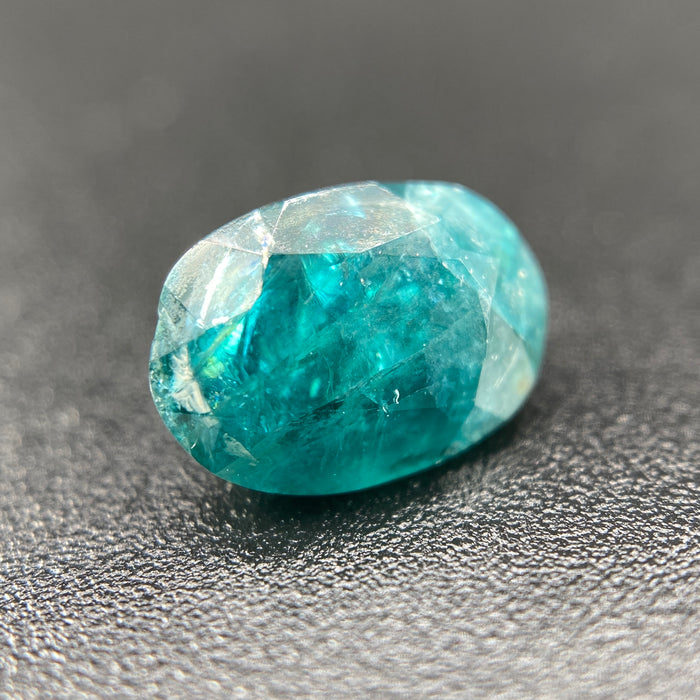 1.44 ct. Grandidierite mixed cut, untreated, Madagascar origin, semi-translucent, vivid medium-deep green-blue teal color, available on sanctuaryofstones.com sanctuary of stones dot com, photo1