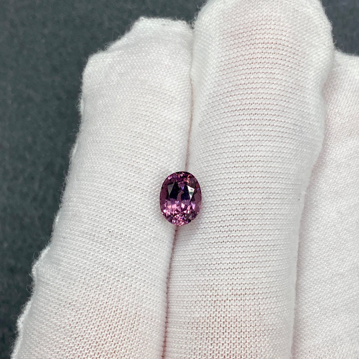 1.80 ct. Spinel from Burma, Deep Pinkish-Purple wine color, unheated, untreated, oval shape, VVS clarity, available at sanctuaryofstones.com, sanctuary of stones dot com, video