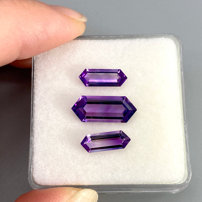 4.17 ctw. Rare Moroccan Amethyst Elongated Hexagonal Set