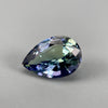 untreated peacock tanzanite pear cut gemstone, 1.88 carats, trichroic color phenomenon with blue, violet, fern-green colors, from sanctuary of stones dot com, image 1