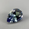 untreated peacock tanzanite pear cut gemstone, 1.88 carats, trichroic color phenomenon with blue, violet, fern-green colors, from sanctuary of stones dot com, image 4