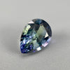 untreated peacock tanzanite pear cut gemstone, 1.88 carats, trichroic color phenomenon with blue, violet, fern-green colors, from sanctuary of stones dot com, image 5