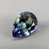 untreated peacock tanzanite pear cut gemstone, 1.88 carats, trichroic color phenomenon with blue, violet, fern-green colors, from sanctuary of stones dot com, image 3