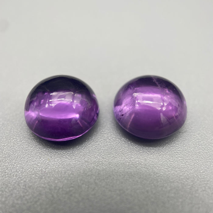 6.80 cttw. Unheated Rwandan Amethyst Round Cabochon Pair