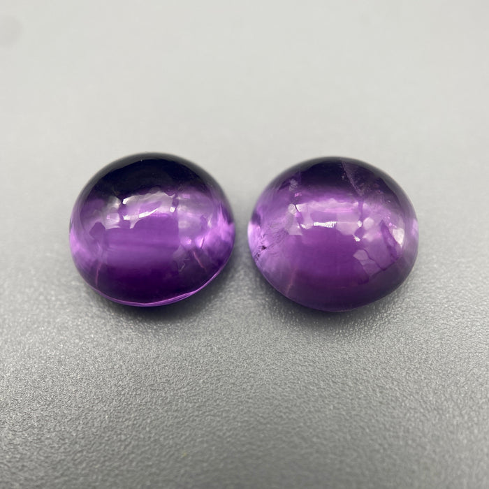 6.80 cttw. Unheated Rwandan Amethyst Round Cabochon Pair