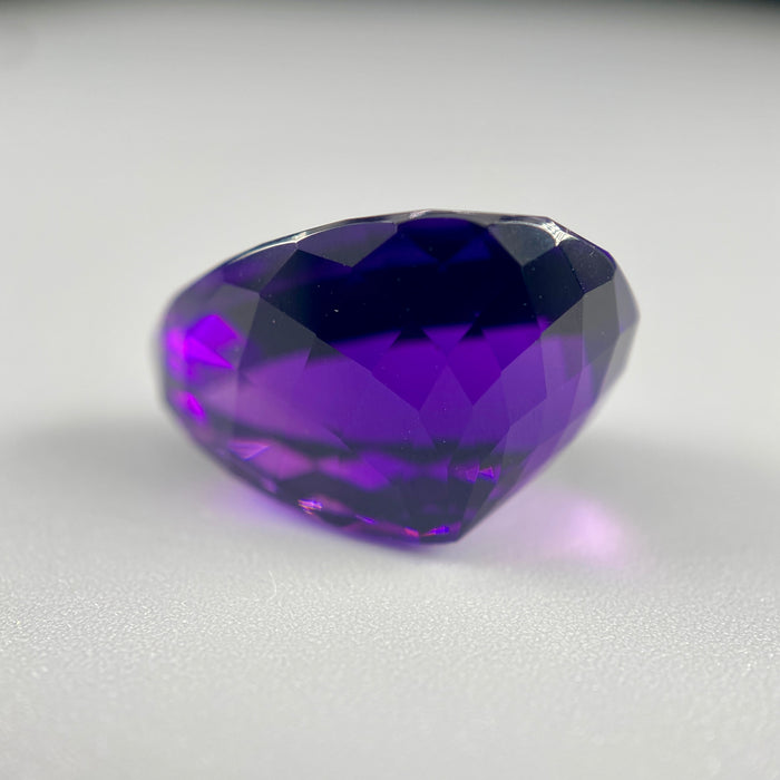 extra large rwandan amethyst pear cut gemstone unheated untreated 17.45 carats sanctuary of stones dot com