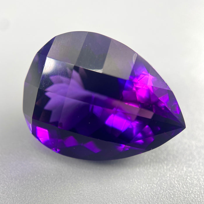 extra large rwandan amethyst pear cut gemstone unheated untreated 17.45 carats sanctuary of stones dot com
